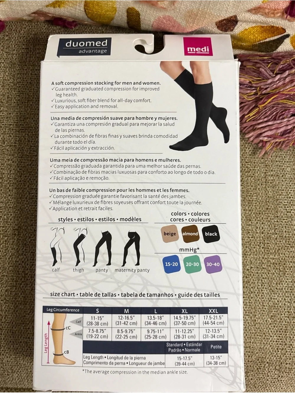 medi duomed Advantage Compression Knee Highs 20-30 mmHg Almond Closed toe NEW